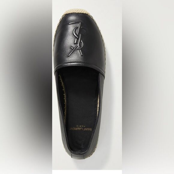 ysl logo flats SAINT LAURENT Lambskin Monogram Espadrilles wedges driving shoes - Picture 1 of 13